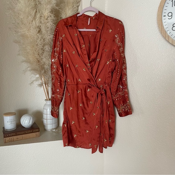 NWOT free people breakdown mini wrap dress sz 2 - Picture 2 of 8